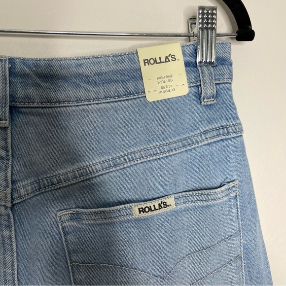 NWT ROLLA’S Sailor Jean Wide Leg High Rise Bluebird Organic Cotton Blue Size 31 - Picture 8 of 10